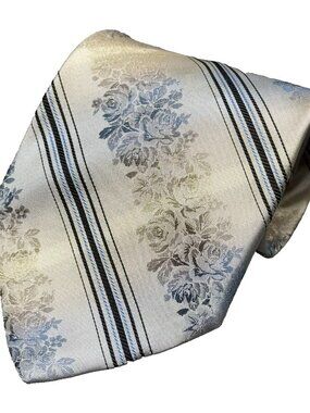 Sazzari Tie 100% Silkk Made in Italy Floral Colorful Striped Satin 3.75"